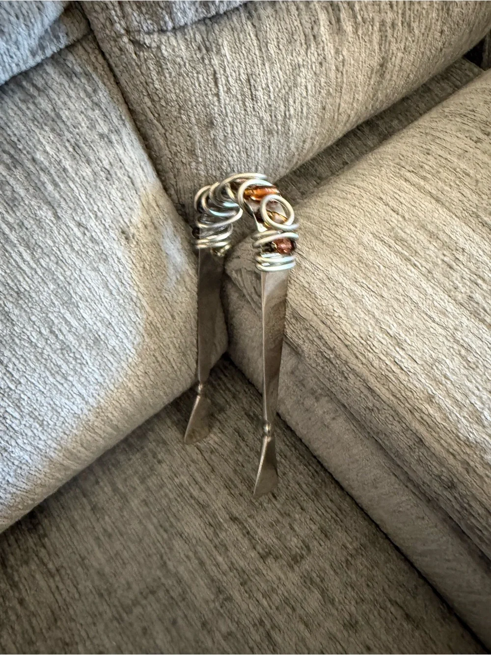 Chunky Mixed-Metal ice tongue with Spiral Links - Silver Tones